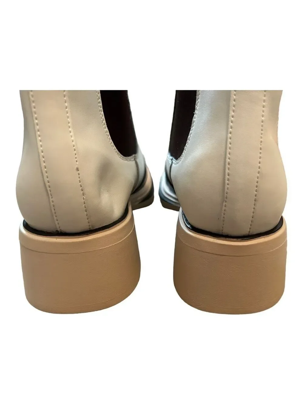 YOUTHJUNE Rice White Contrast Leather Bootie - Women
